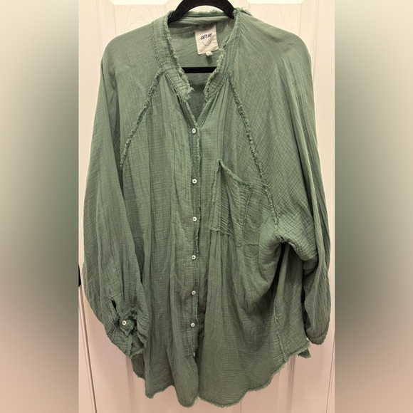 aerie Tops - Aerie pool to party cover up green XXL